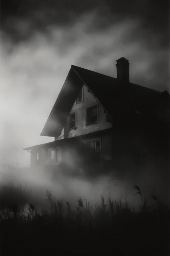 Atmospheric Monochromatic Noir style reference image — volumetric mist