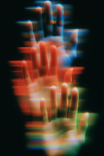 Kinetic Neon Glitch style reference image — neon light trails