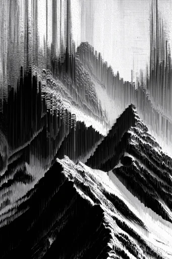 Monochrome Glitch Noir style reference image — vertical scanlines