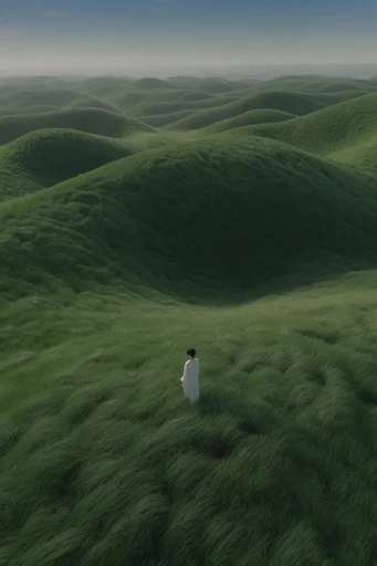 Surreal Verdant Topography style reference image — undulating velvet grass