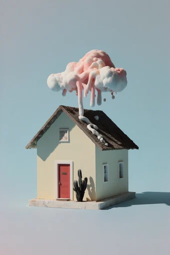 Surrealist Minimalist Fragmentation style reference image — analog collage aesthetic