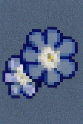 Retro Digital Artifacts style reference image — cobalt blue duotone
