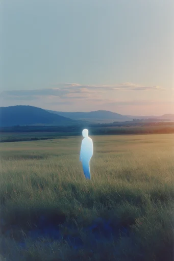 Surreal Pastoral Minimalism style reference image — golden hour landscape