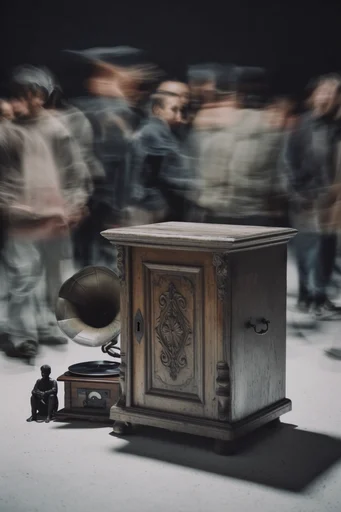 Cinematic Urban Solitude style reference image — motion blur crowd