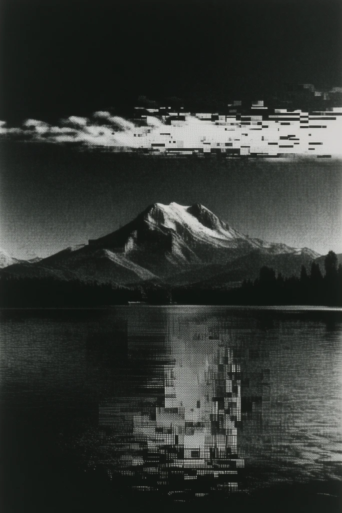 Monochrome Glitch Baroque style AI image example 2