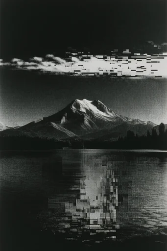 Monochrome Glitch Baroque style AI image example 2