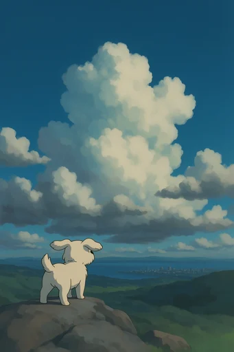 Nostalgic Surrealist Skies style reference image — sculptural cloud formations