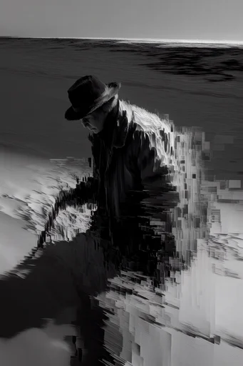 Monochrome Digital Decay moodboard — generate AI images in this style