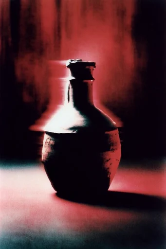 Crimson Analog Noir style reference image — heavy analog film grain