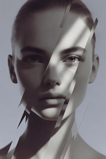 Fragmented Monochrome Surrealism style reference image — motion blur