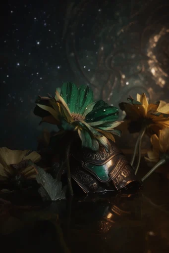 Celestial Emerald Opulence style reference image — dramatic chiaroscuro lighting