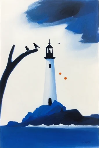 Minimalist Whimsical Ink style reference image — muted and vibrant color blocking