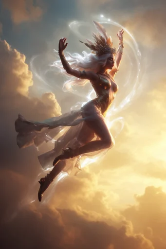 Celestial Ethereal Surrealism style reference image — iridescent energy trails