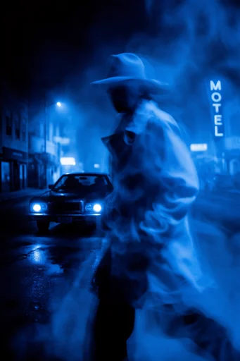Nocturnal Cobalt Spectralism style reference image — monochromatic cobalt blue