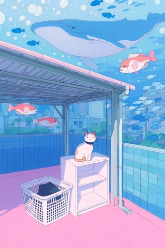 Surreal Pastel Dreamscape style reference image — floating sea creatures