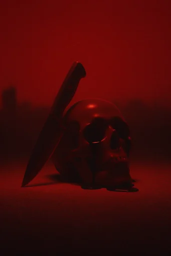 Crimson Dystopian Minimalism style reference image — atmospheric red haze