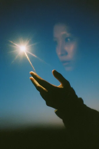 Luminous Nocturnal Surrealism style reference image — heavy 35mm film grain
