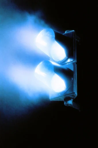 Nocturnal Ethereal Cyan style reference image — heavy film grain