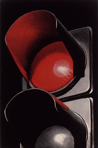 Crimson Noir Graphic style reference image — crimson and black palette