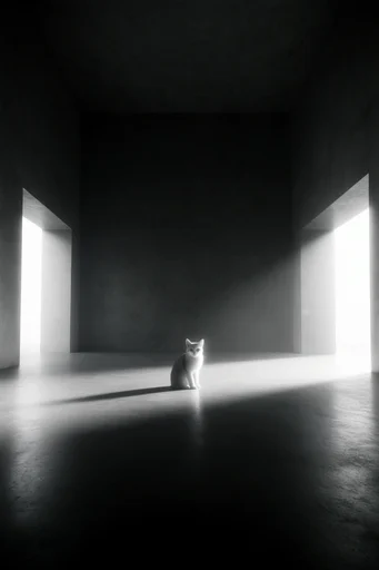 Monolithic Existential Minimalism style reference image — chromatic aberration
