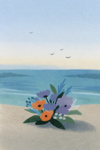 Textured Minimalist Narrative style reference image — serene nostalgic atmosphere