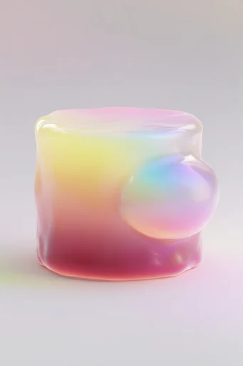 Luminous Chromatic Minimalism style reference image — iridescent glass texture