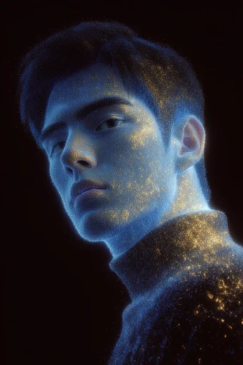 Luminous Cosmic Ether style reference image — high-contrast chiaroscuro lighting