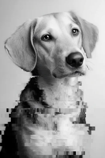 Monochrome Glitch Archive style reference image — fragmented digital decay
