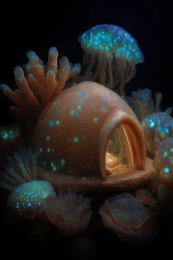 Bioluminescent Abyssal Biomech style AI image example 4