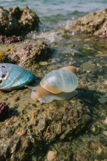 Organic Earth Coastal style reference image — wet glistening surfaces
