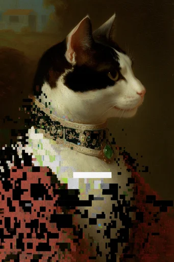 Digital Renaissance Glitch style reference image — anachronistic collage