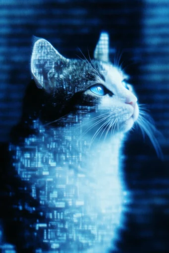 Analytical Cybernetic Surveillance style reference image — pixelated digital interface