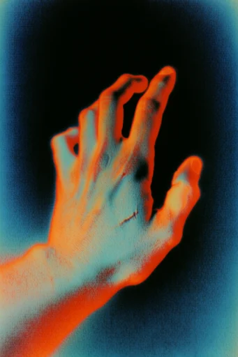 Spectral Thermal Noir style reference image — heavy vintage film grain