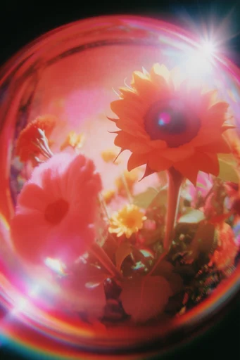 Neon Fisheye Dreamscape style reference image — psychedelic distortion