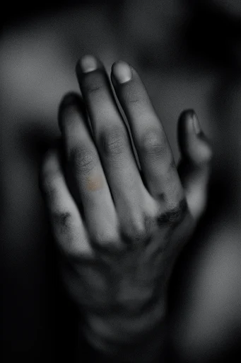Intimate Chiaroscuro Noir style reference image — heavy film grain