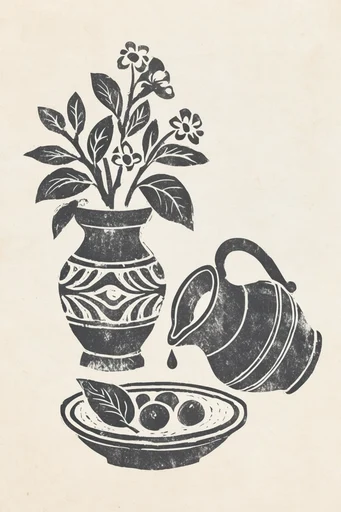 Graphic Linocut Printmaking style reference image — high-contrast graphic