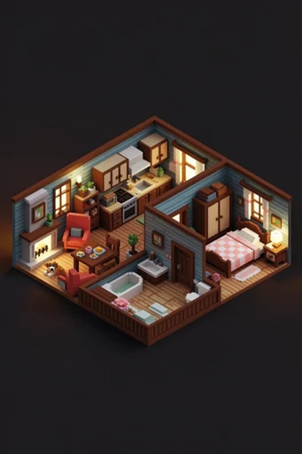 Cozy Isometric Voxel style AI image example 4