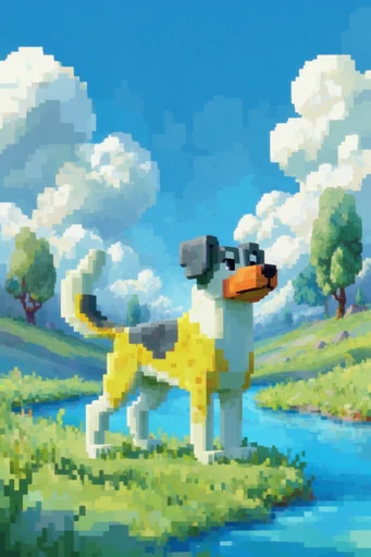 Surreal Pastoral Dreamscapes style reference image — voxel-inspired geometry