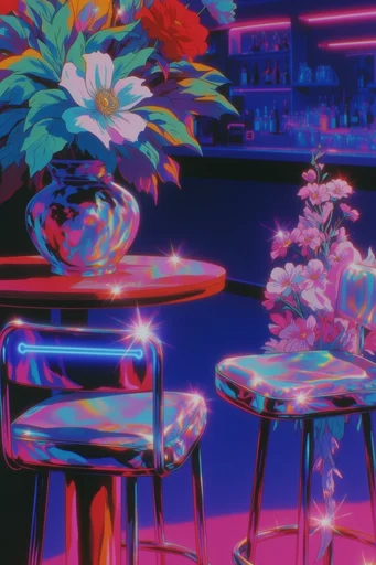 Iridescent Retro Futurist style reference image — nostalgic 80s anime style
