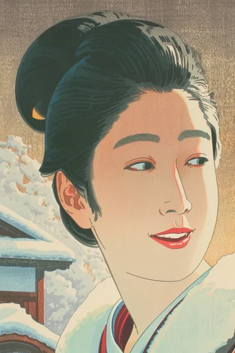 Ethereal Shin-Hanga Revival style reference image — textured washi paper