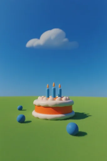 Surreal Liminal Pastoral style reference image — perfect blue sky