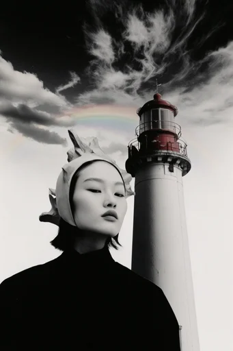 Clinical Monochrome Avant-Garde style reference image — hyper-detailed skin textures