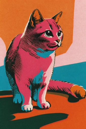Vibrant Retro Printwork style reference image — vintage screenprint effect