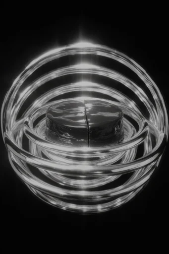 Monochrome Spectral Science style reference image — minimalist dark background