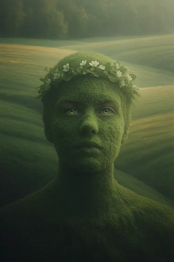 Velvet Moss Surrealism style reference image — minimalist composition