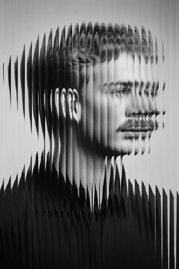 Monochrome Glitch Deconstruction style AI image example 1