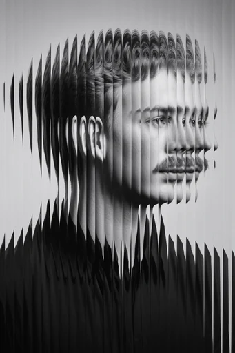 Monochrome Glitch Deconstruction moodboard — generate AI images in this style