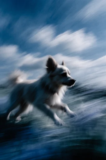 Monochromatic Ethereal Motion style reference image — fluid motion trails