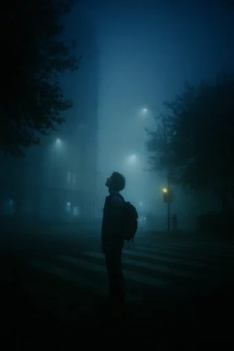 Nocturnal Pictorialist Mist style reference image — monochromatic indigo