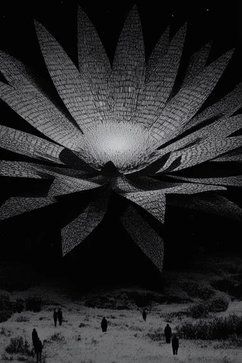 Spectral Stippled Noir style reference image — cosmic surrealism